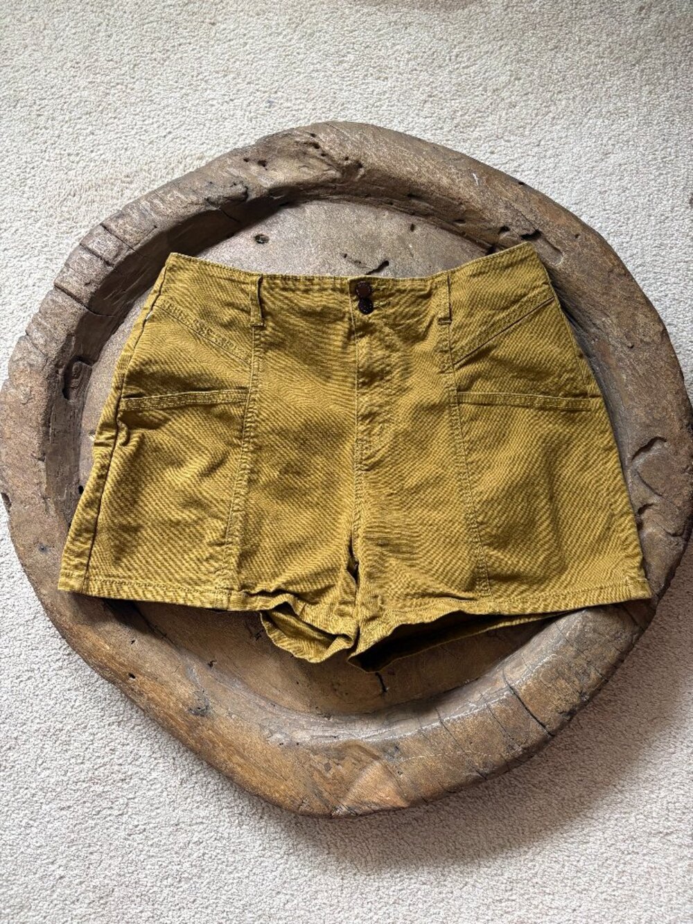Universal Thread high rise midi shorts olive khaki green mustard women's 12/31